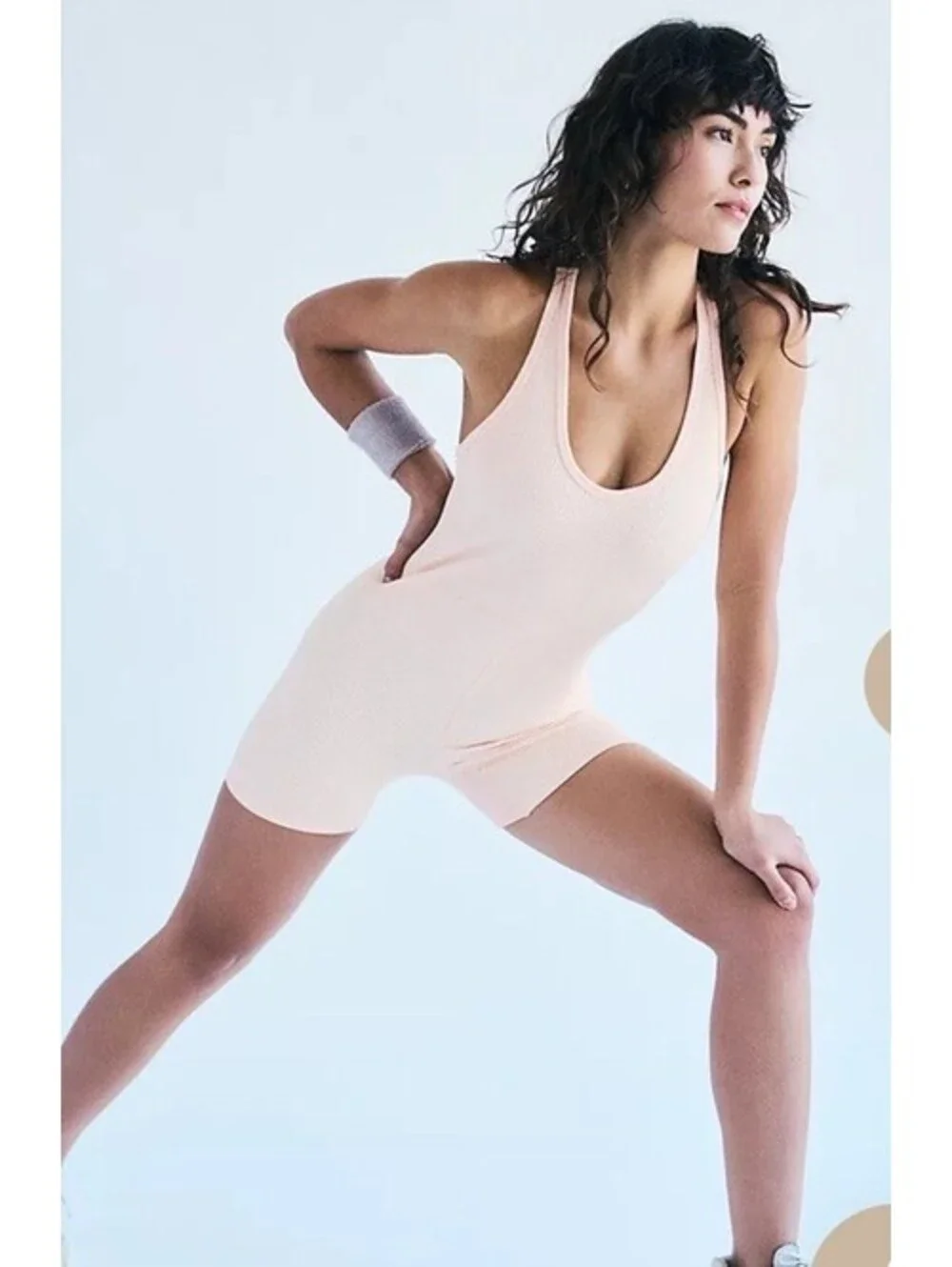 Free People Movement Free Style Shortsie Peaches Size M/L Ribbed Knit Stretch